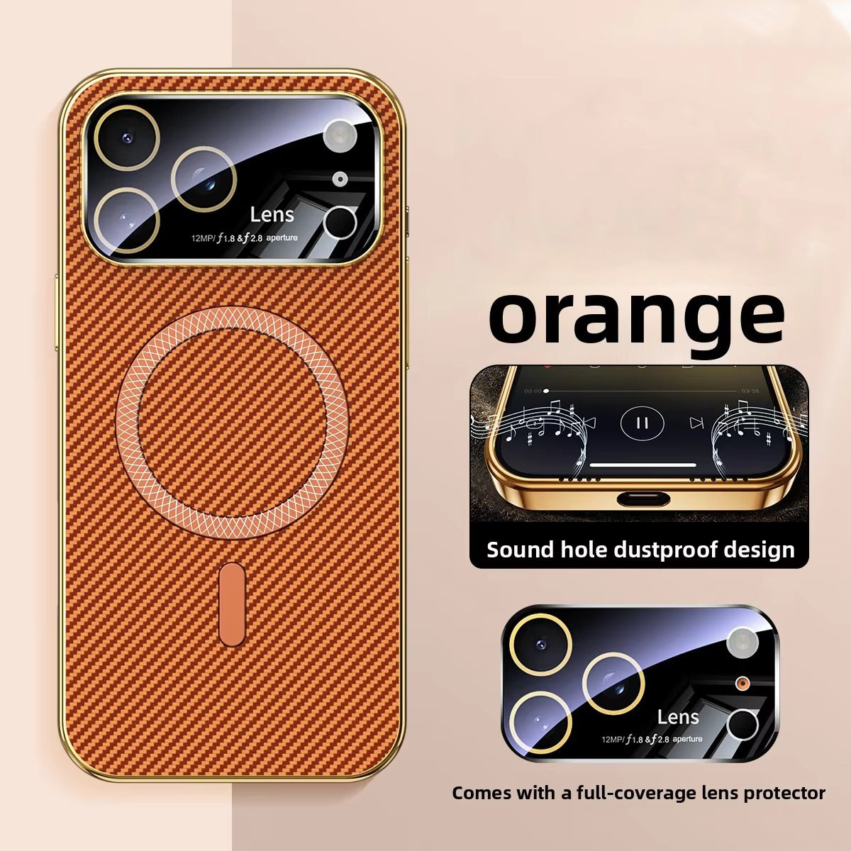 Luxury iPhone Case — Carbon-Fiber Pattern MagSafe Wireless-Charging Cover with Shockproof Plating Design and Slim TPU Protection