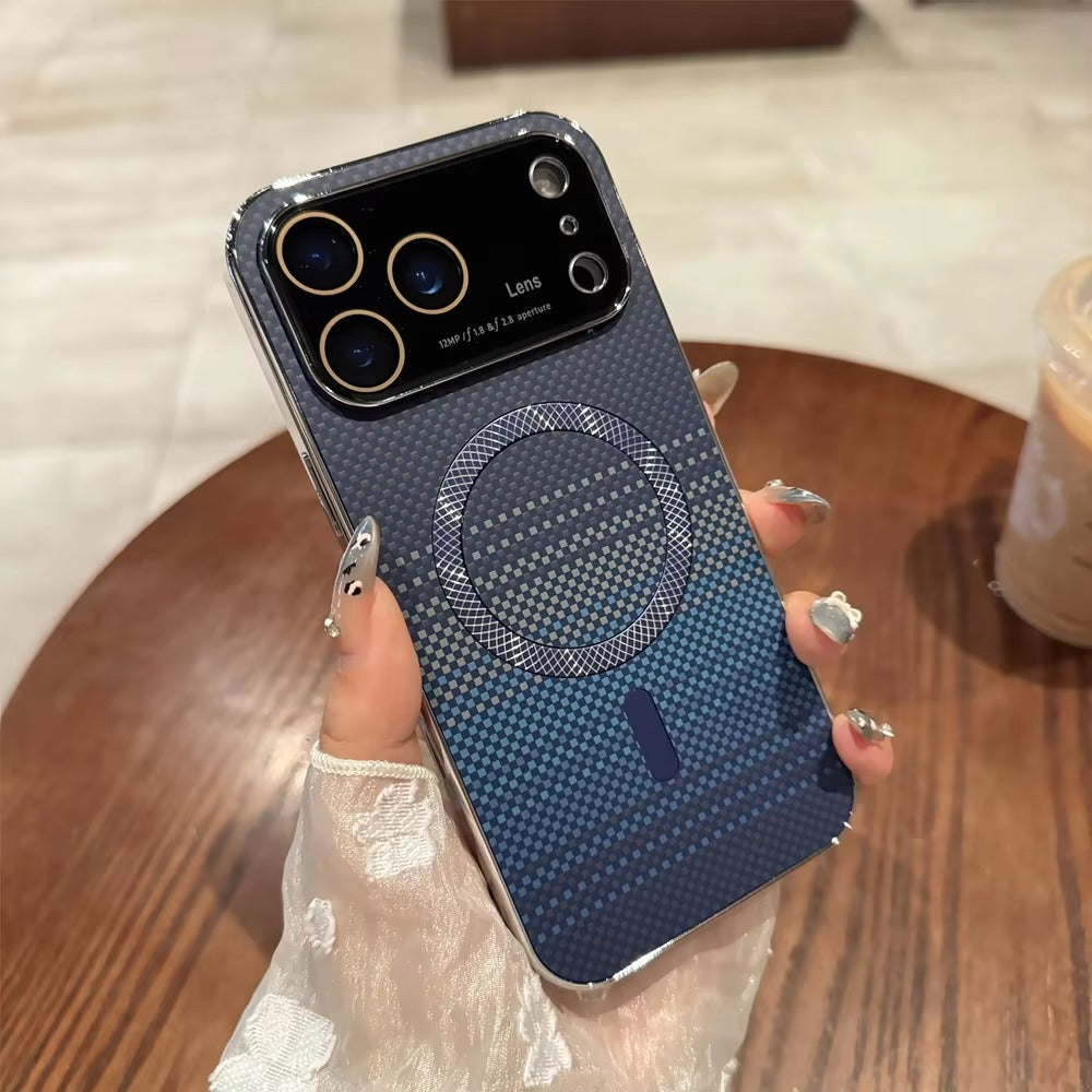 Luxury iPhone Case — Carbon Fiber Soft TPU MagSafe Cover with Slim Shock-Resistant Design and Lightweight Protective Finish