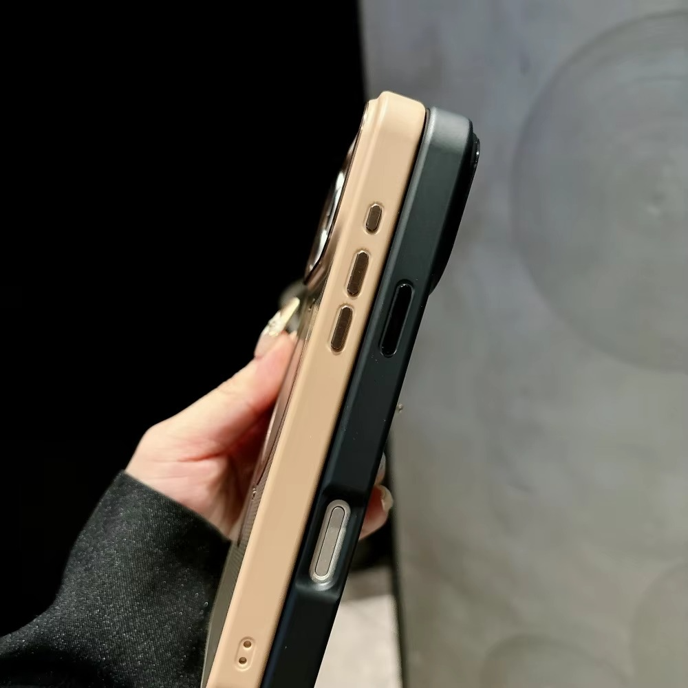 Luxury iPhone Case — Carbon Fiber Texture Magnetic Stand Holder Cover with Shockproof Half-Wrapped PC Design, Anti-Fingerprint and Screen Protection