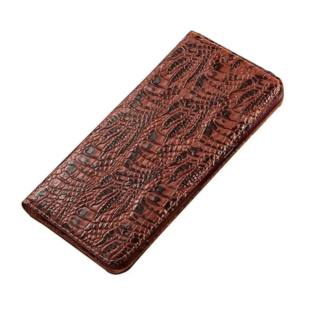 Luxury iPhone Case — Crocodile Claw Genuine Leather Flip Cover with Card Pocket, Non-Slip Full-Protection Design for iPhone 17 Pro Max, 17 Air & 16 Pro Max