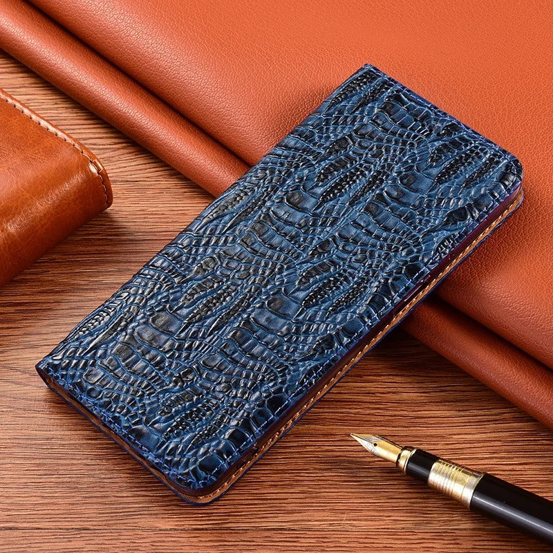 Luxury iPhone Case — Crocodile Claw Genuine Leather Flip Cover with Card Pocket, Non-Slip Full-Protection Design for iPhone 17 Pro Max, 17 Air & 16 Pro Max
