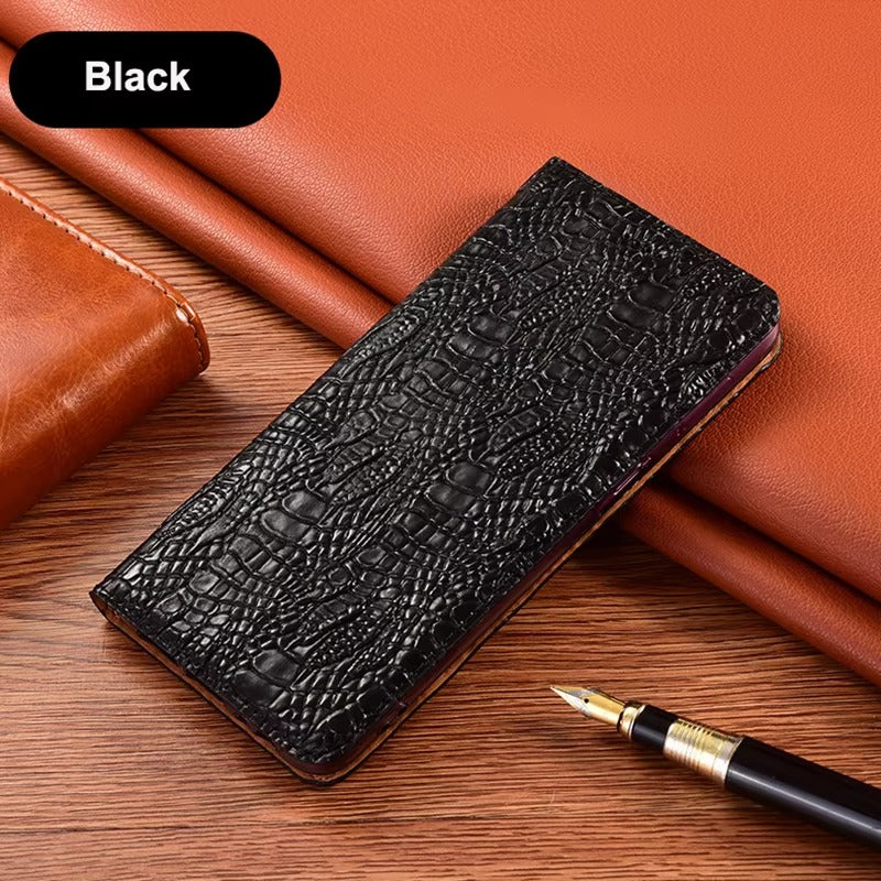 Luxury iPhone Case — Crocodile Claw Genuine Leather Flip Cover with Card Pocket, Non-Slip Full-Protection Design for iPhone 17 Pro Max, 17 Air & 16 Pro Max