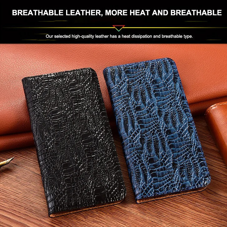 Luxury iPhone Case — Crocodile Claw Genuine Leather Flip Cover with Card Pocket, Non-Slip Full-Protection Design for iPhone 17 Pro Max, 17 Air & 16 Pro Max