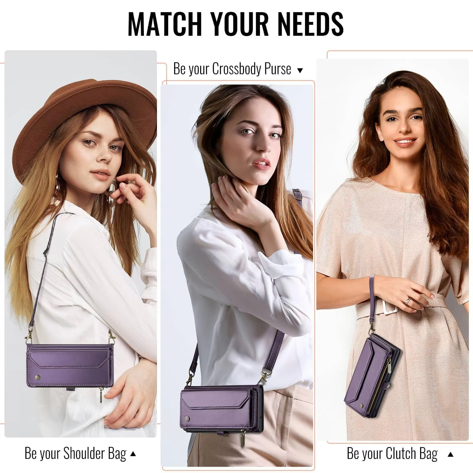 Luxury iPhone Case — Crossbody PU Leather Wallet Flip Cover with RFID Blocking, 7–10 Card Slots, Wristlet Strap & Shockproof Full-Body Protection