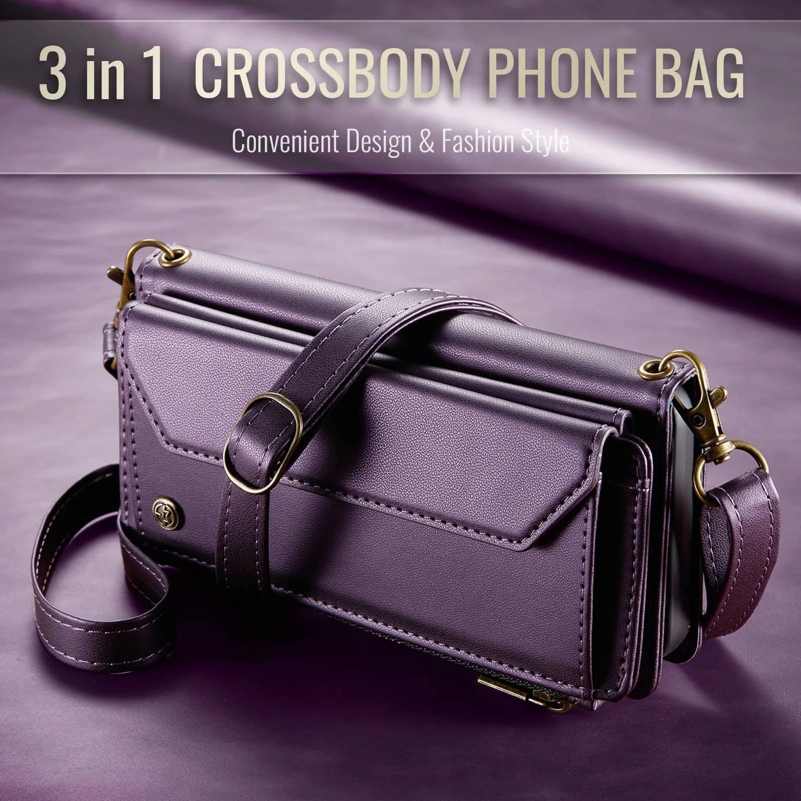 Luxury iPhone Case — Crossbody RFID-Blocking PU Leather Wallet Cover with 7–10 Card Holder, Wristlet & Shoulder Strap, Shockproof Soft Protective Design