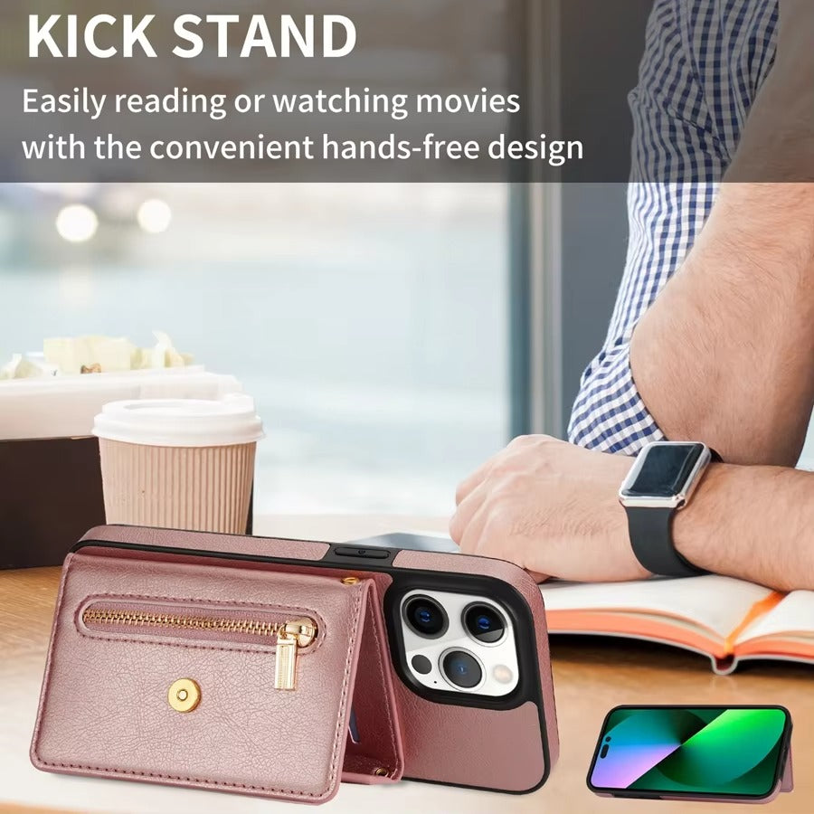 Luxury iPhone Case — Crossbody Wallet with Card Holder and Lanyard Strap, Shockproof Leather Cover, Anti-Fingerprint Full Access Design