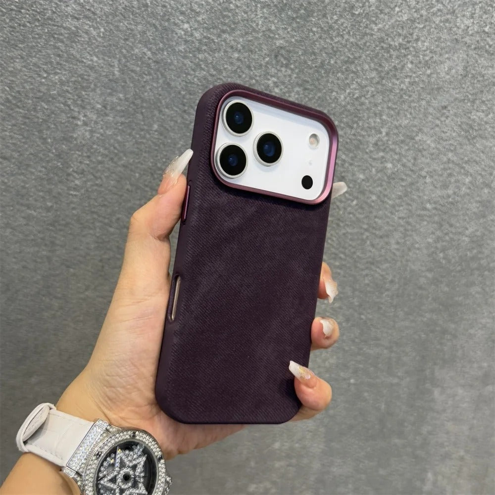 Luxury iPhone Case — Fiber Leather MagSafe Cover with Invisible Magnetic Wireless Charging, Matte Anti-Fingerprint Finish and Slim Shockproof Design