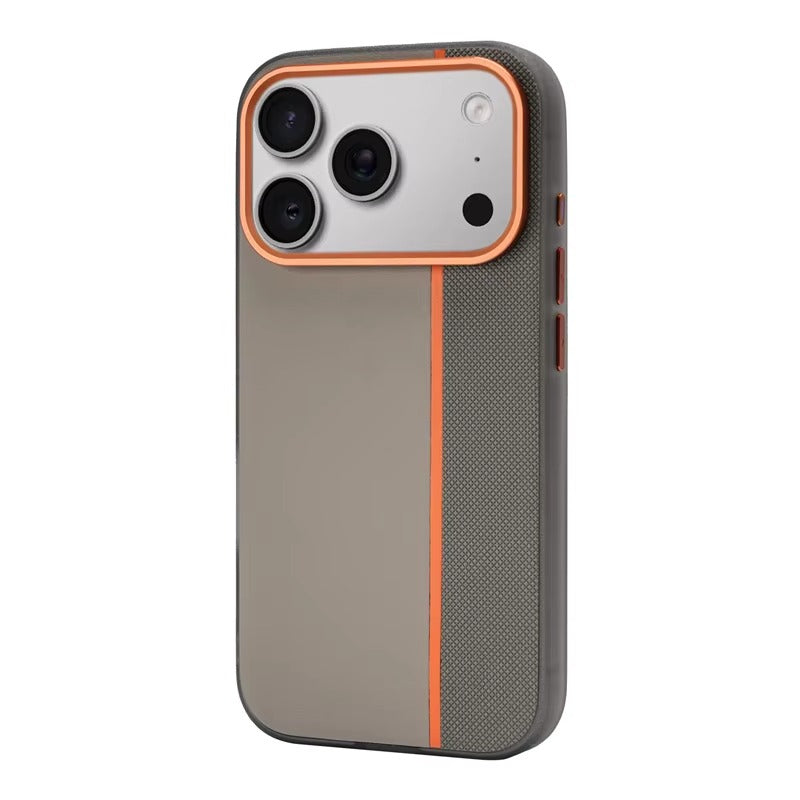 Luxury iPhone Case — Frosted PU Leather Texture MagSafe Armor Cover with Alloy Lens Protection, Matte Anti-Fingerprint Finish and Shockproof TPU Edge Design