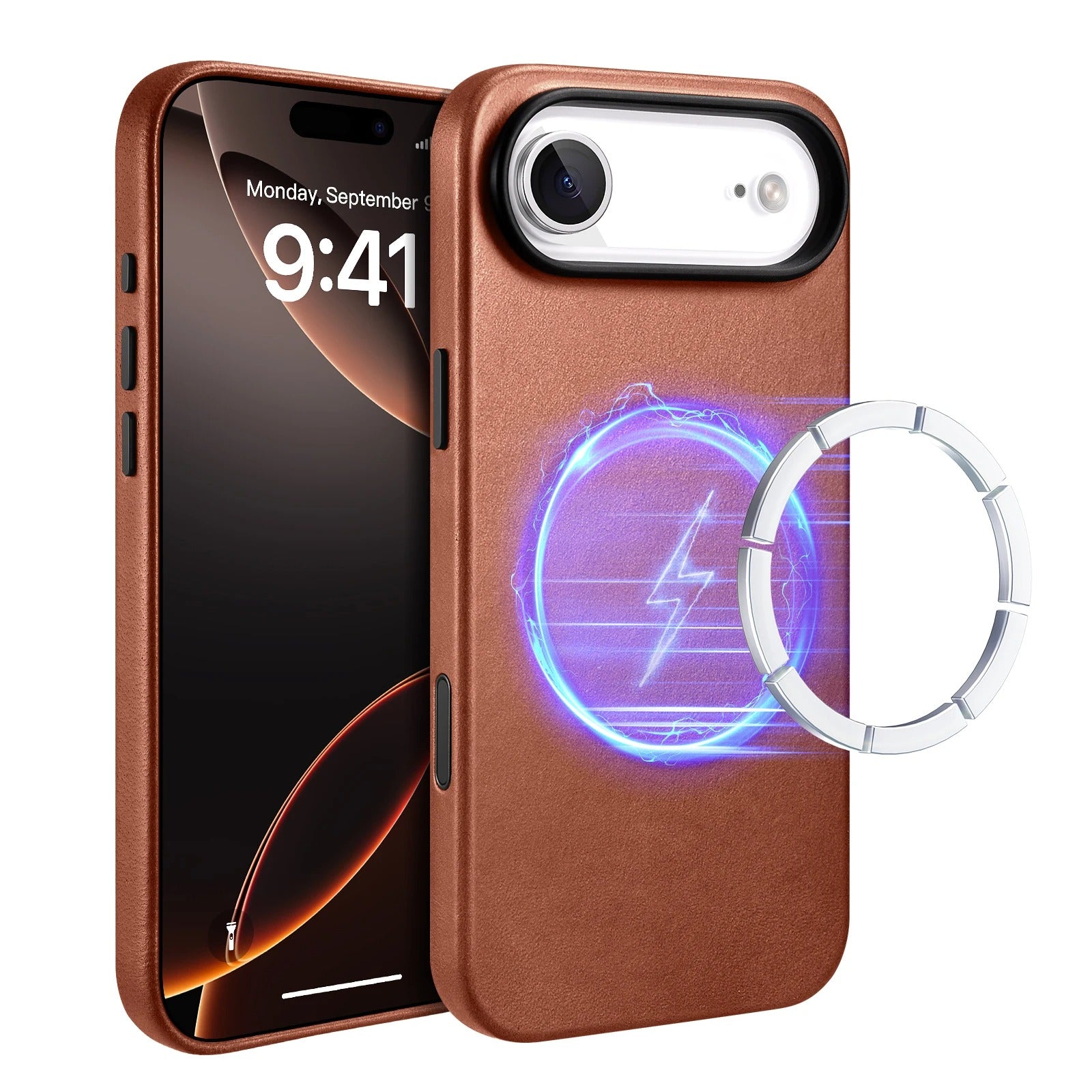 Luxury iPhone Case — Genuine Leather MagSafe Compatible Slim-Fit Cover with Shockproof Full-Coverage Protection, Anti-Fingerprint Non-Slip Design