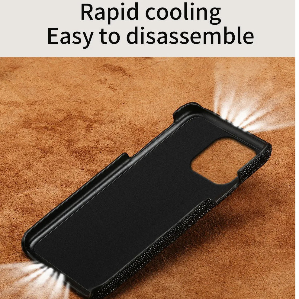 Luxury iPhone Case — Genuine Stingray Leather Shockproof Cover with Lightweight Half-Wrapped Design, Anti-Fingerprint Dustproof Protection and Premium Craft Finish