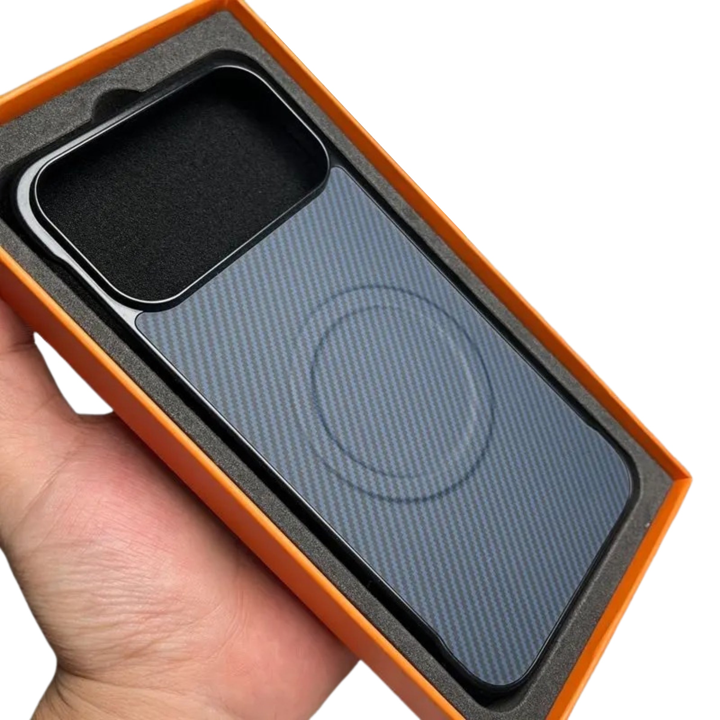 Luxury iPhone Case — Hard Carbon-Fiber Magnetic Cover with Slim Shockproof TPU Bumper, Matte Anti-Fingerprint Finish and MagSafe Wireless-Charging Design