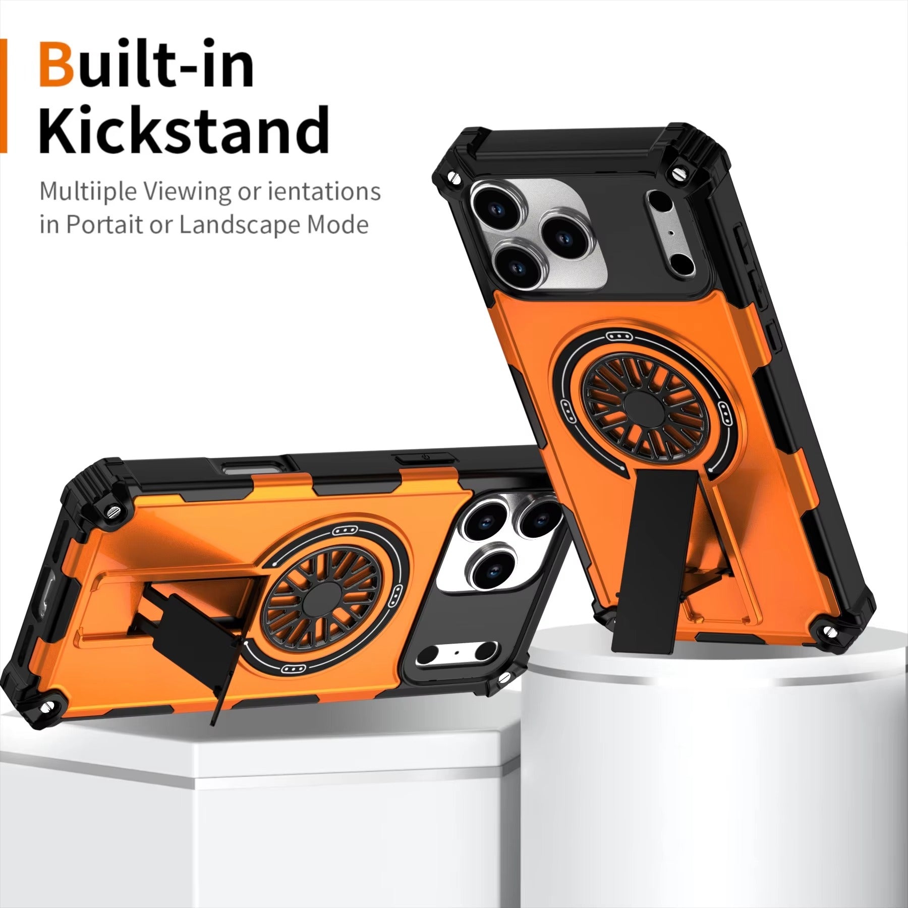 Luxury iPhone Case — Heavy-Duty Rugged Armor Magnetic MagSafe Wireless Charging Bracket Cover