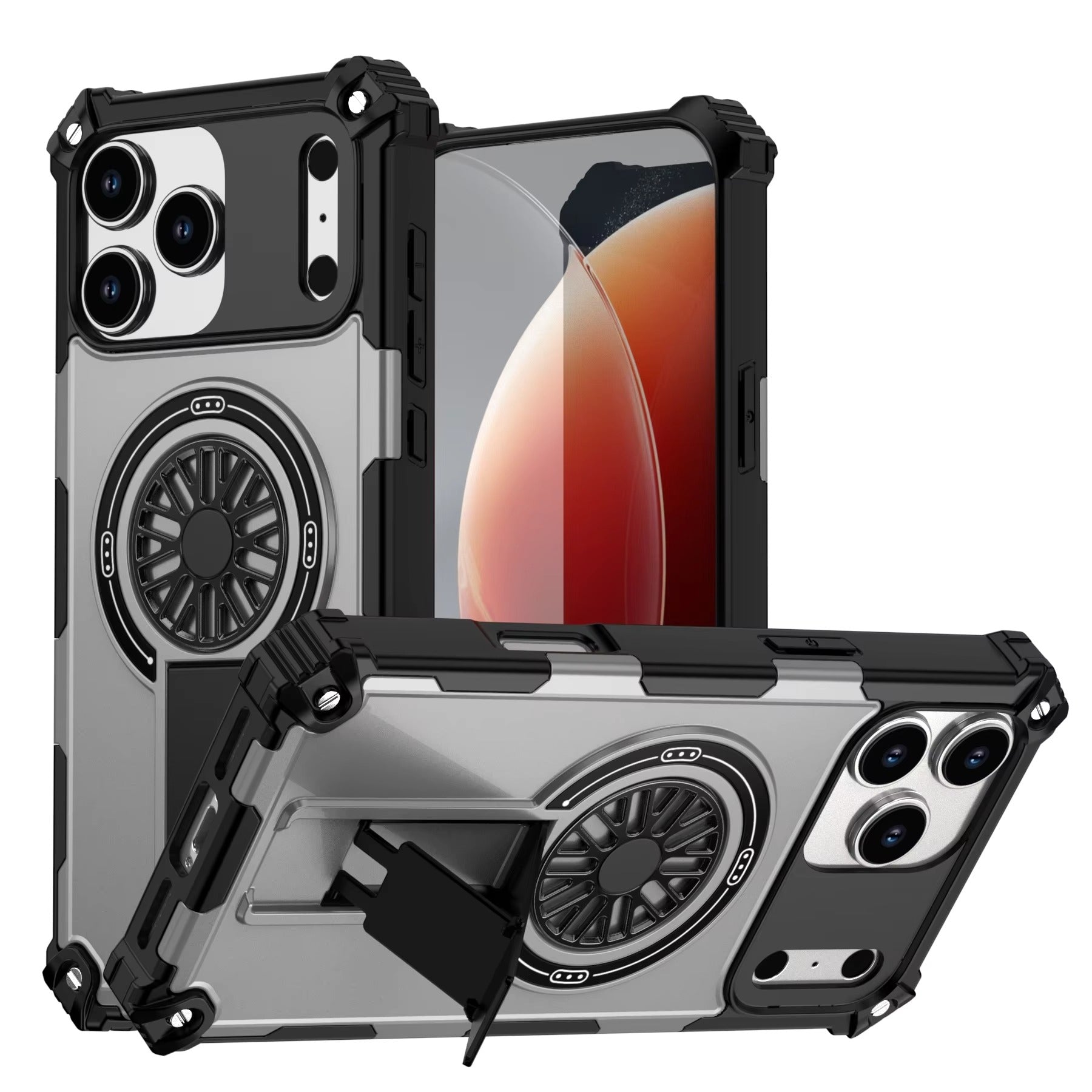 Luxury iPhone Case — Heavy-Duty Rugged Armor Magnetic MagSafe Wireless Charging Bracket Cover