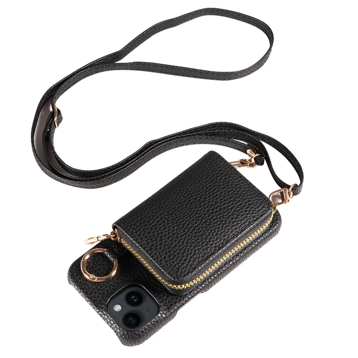 Luxury iPhone Case — High-Quality Faux Leather Crossbody Wallet with Card Slots, Ring Holder, Shockproof Anti-Scratch Full-Protection Design