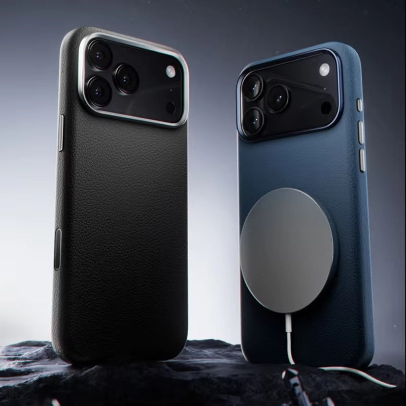 Luxury iPhone Case — Leather Magnetic Cover with MagSafe Charging, Camera Button Access and Full-Protection Artificial Leather Design
