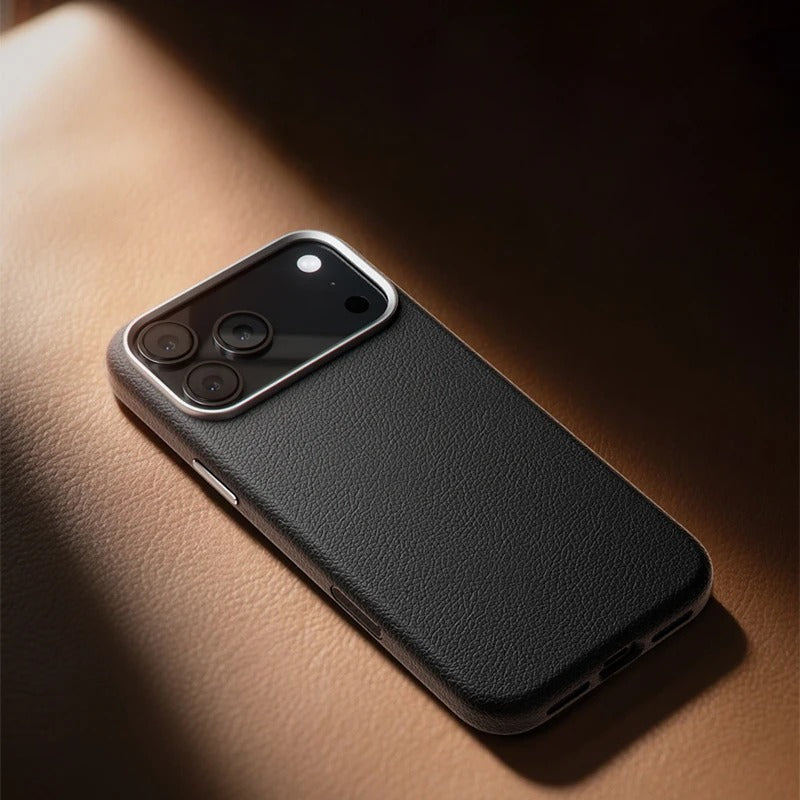 Luxury iPhone Case — Leather Magnetic Cover with MagSafe Charging, Camera Button Access and Full-Protection Artificial Leather Design