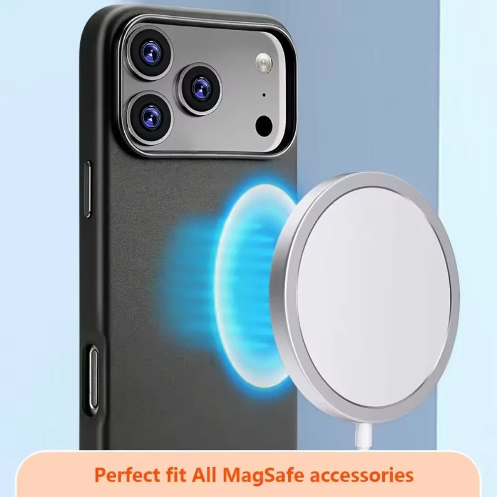 Luxury iPhone Case — Leather Magnetic Cover with MagSafe Charging, Camera Button Access and Full-Protection Artificial Leather Design
