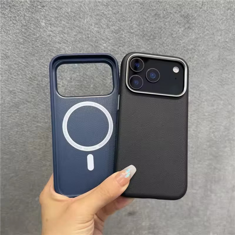 Luxury iPhone Case — Leather Magnetic Cover with MagSafe Charging, Camera Button Access and Full-Protection Artificial Leather Design