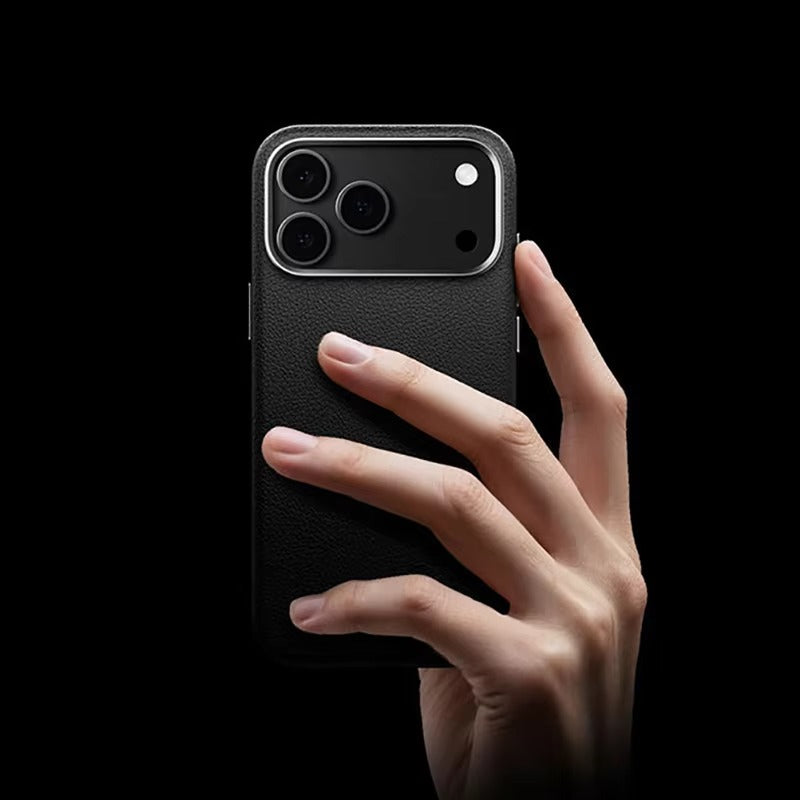 Luxury iPhone Case — Leather Magnetic Cover with MagSafe Charging, Camera Button Access and Full-Protection Artificial Leather Design