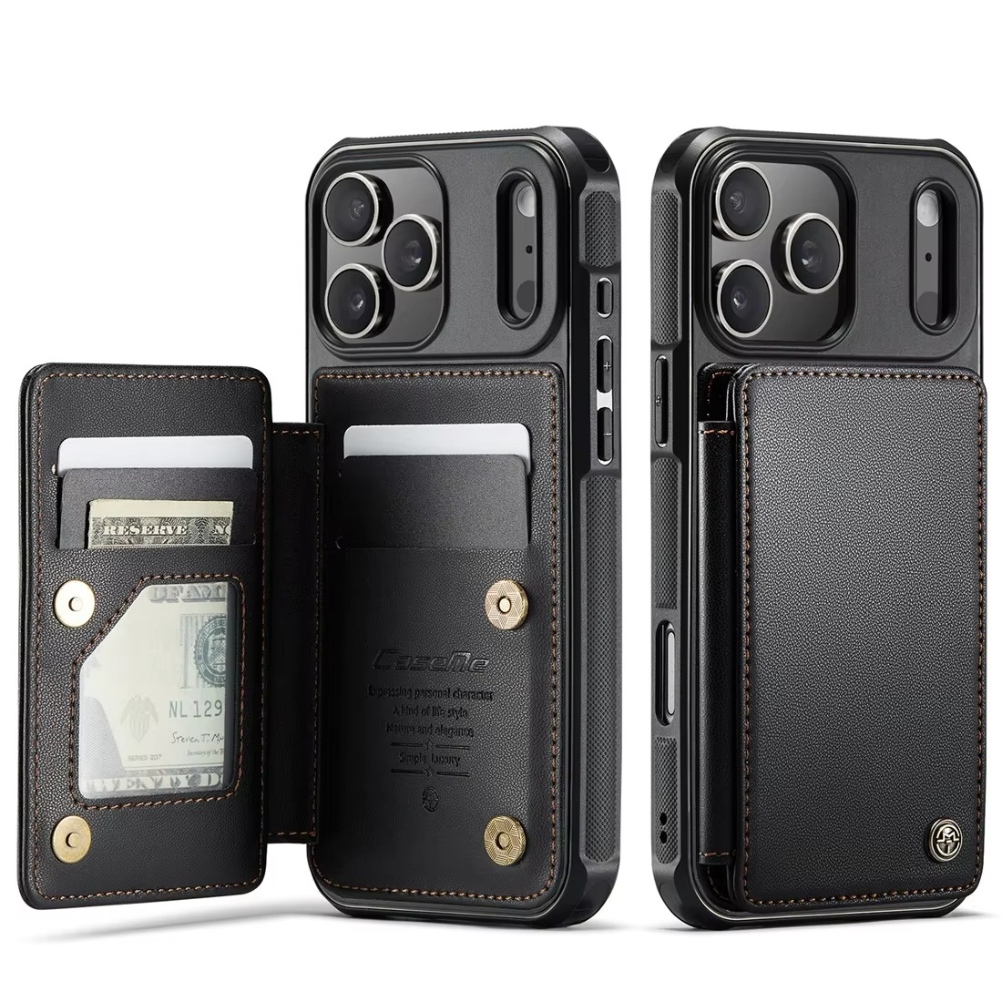 Luxury iPhone Case — Leather RFID Card Wallet with Magnetic Shockproof Cover, Anti-Fingerprint Anti-Scratch, Non-Slip Plain and Geometric Design