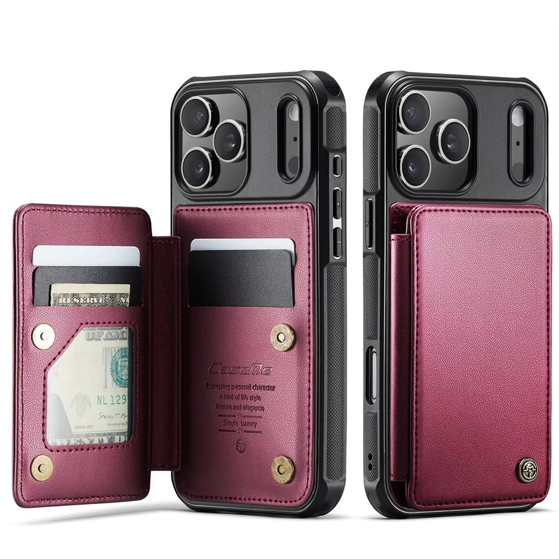 Luxury iPhone Case — Leather RFID Card Wallet with Magnetic Shockproof Cover, Anti-Fingerprint Anti-Scratch, Non-Slip Plain and Geometric Design