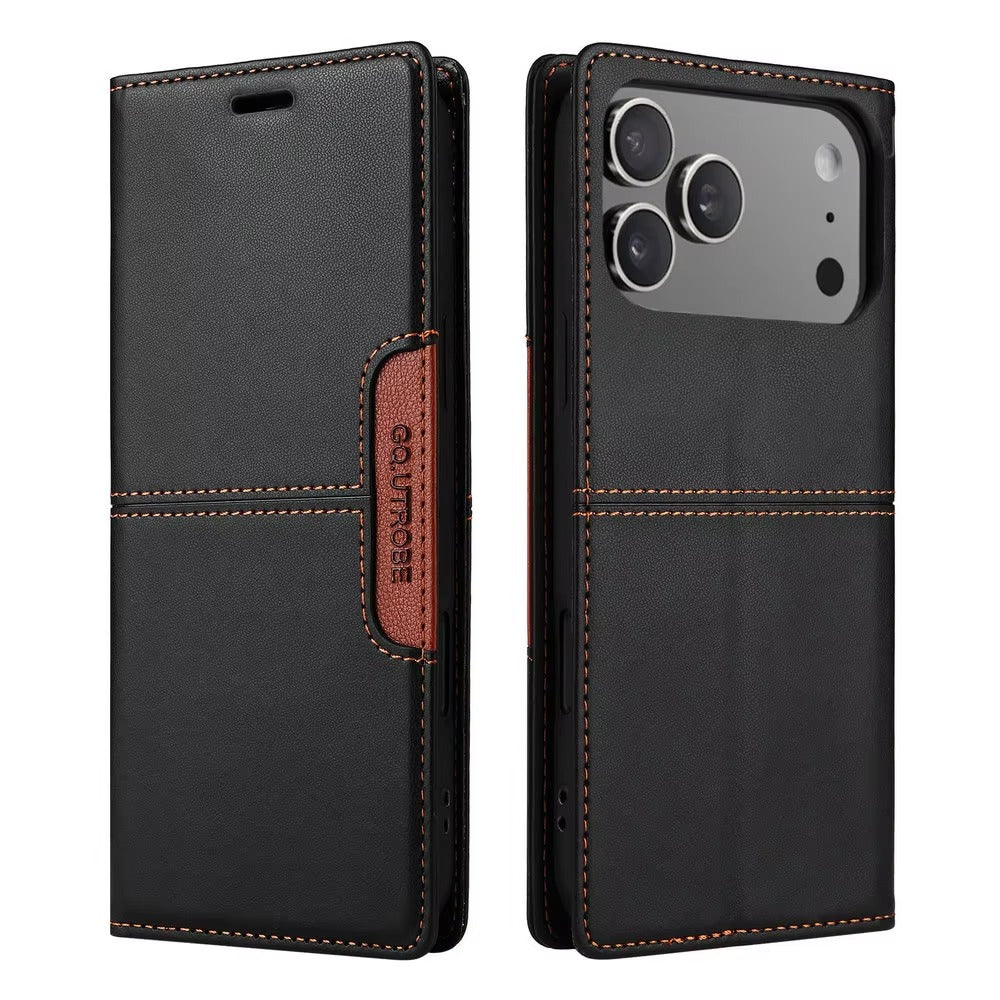 Luxury iPhone Case — Leather Wallet Cover with RFID Protection, Magnetic Card Holder, Shockproof and Anti-Fingerprint Full-Protection Design