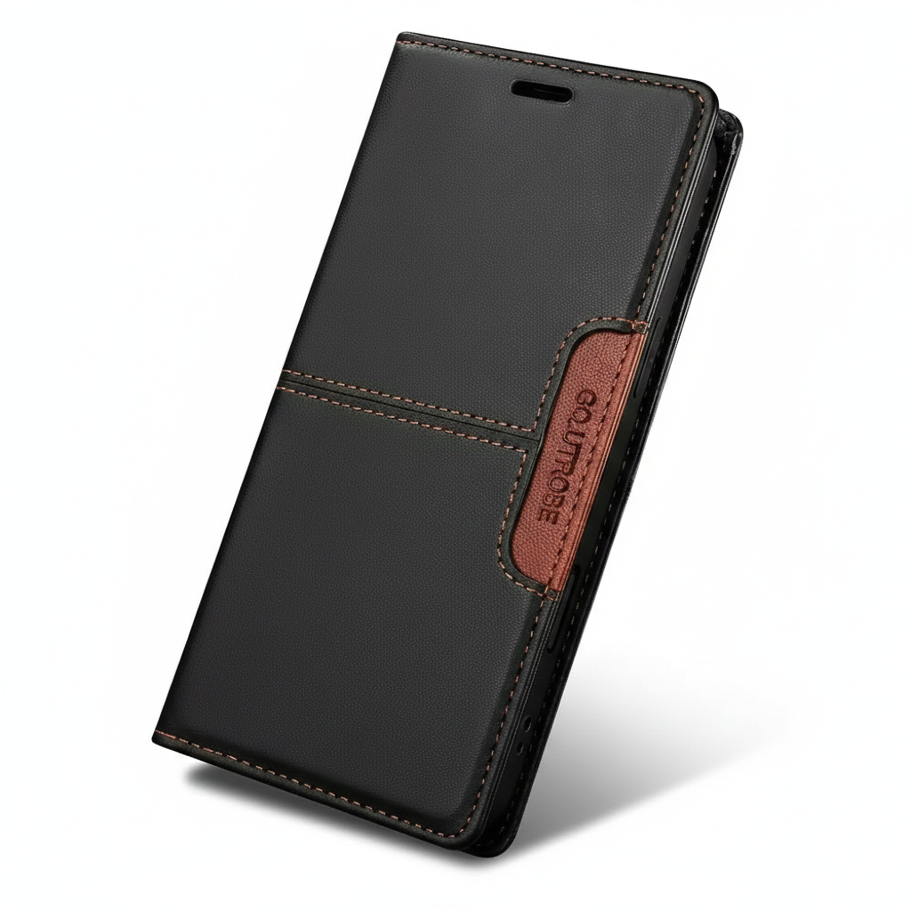 Luxury iPhone Case — Leather Wallet Cover with RFID Protection, Magnetic Card Holder, Shockproof and Anti-Fingerprint Full-Protection Design