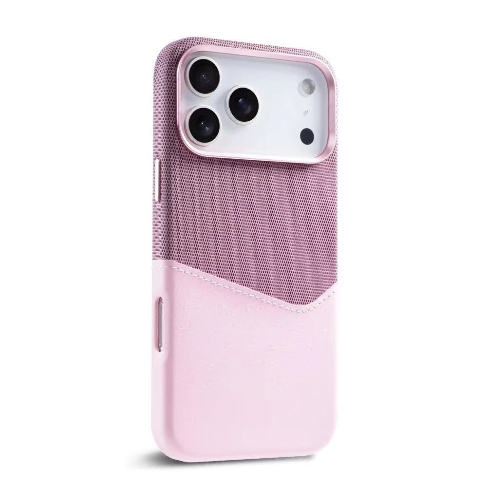 Luxury iPhone Case — Leather & Fabric Splicing Magnetic Cover with Card Slot, Camera-Safe Design and Slim Shockproof Protection