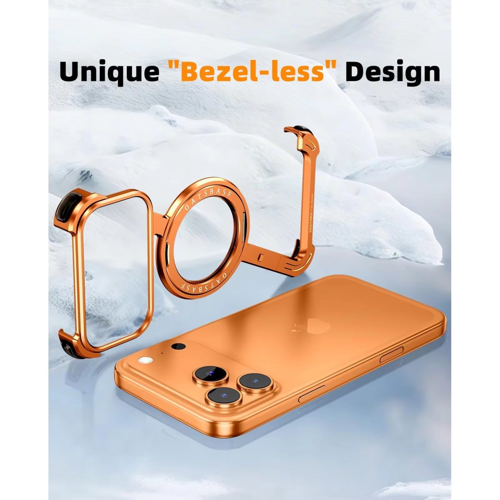 Luxury iPhone Case — MagSafe Aviation Aluminum Z-Shape Bumper with Rotatable Stand, Air-Cushion Anti-Fall Protection and Magnetic Ring Support