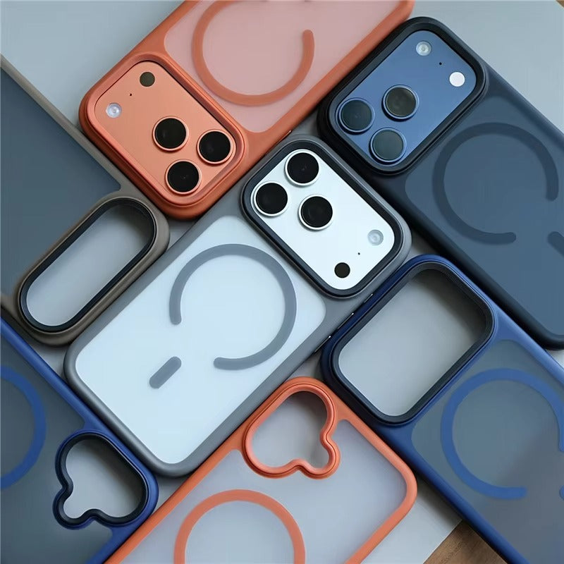 Luxury iPhone Case — MagSafe Magnetic TPU+PC Shockproof Cover with Camera Button and Anti-Fingerprint Matte Finish