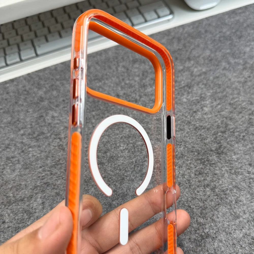 Luxury iPhone Case — MagSafe Transparent Acrylic + TPU Hybrid Armor Cover with Shockproof Protection, Anti-Fingerprint Anti-Scratch Design and Non-Slip Dustproof Finish