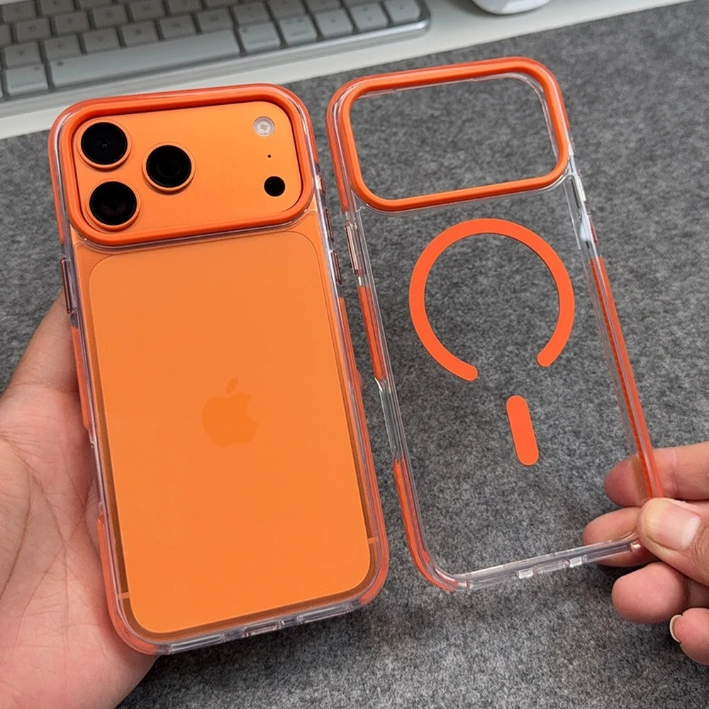 Luxury iPhone Case — MagSafe Transparent Acrylic + TPU Hybrid Armor Cover with Shockproof Protection, Anti-Fingerprint Anti-Scratch Design and Non-Slip Dustproof Finish