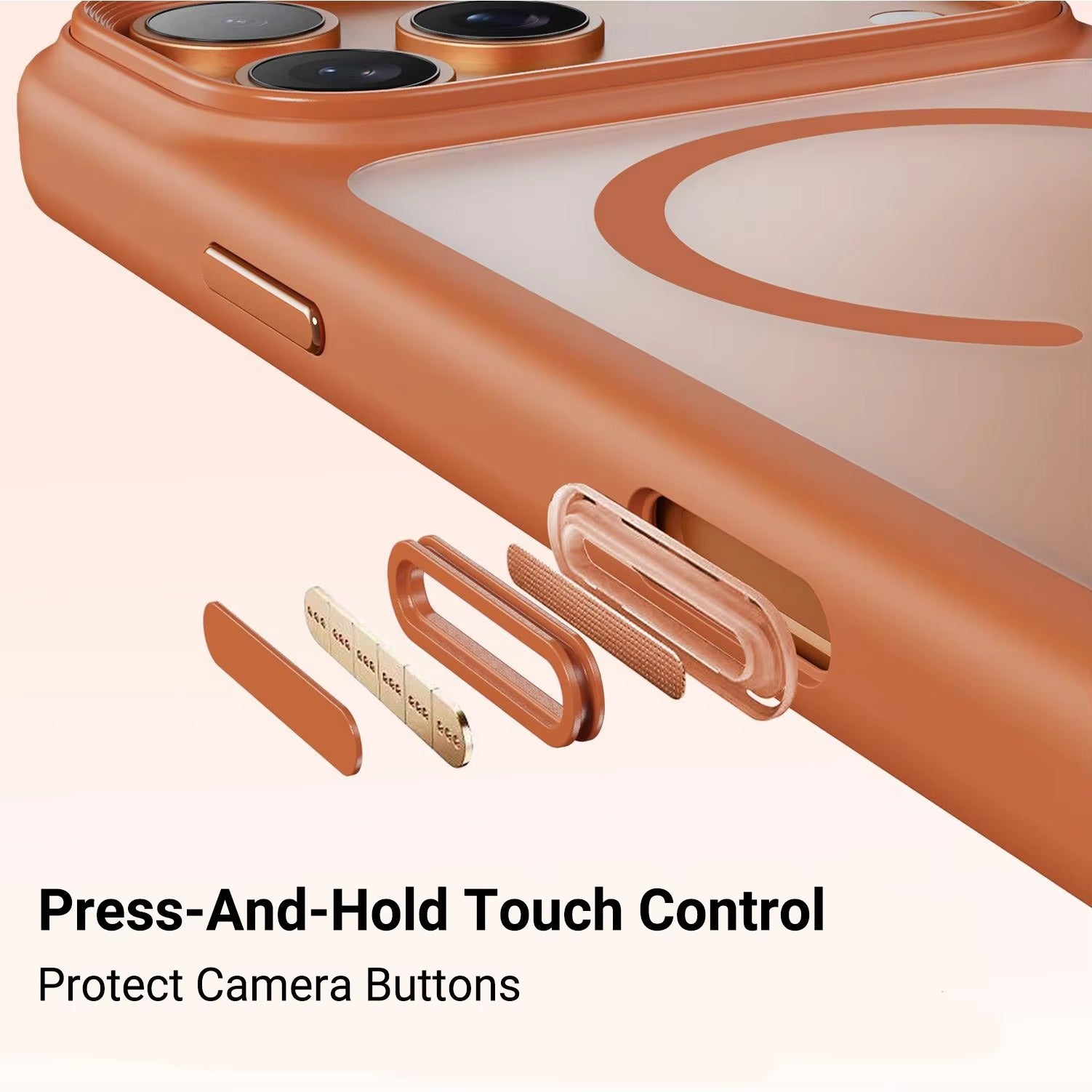 Luxury iPhone Case — MagSafe Transparent Soft Cover with Metal Buttons, Skin-Feel Matte Design, Shockproof Anti-Fingerprint Non-Slip Protection