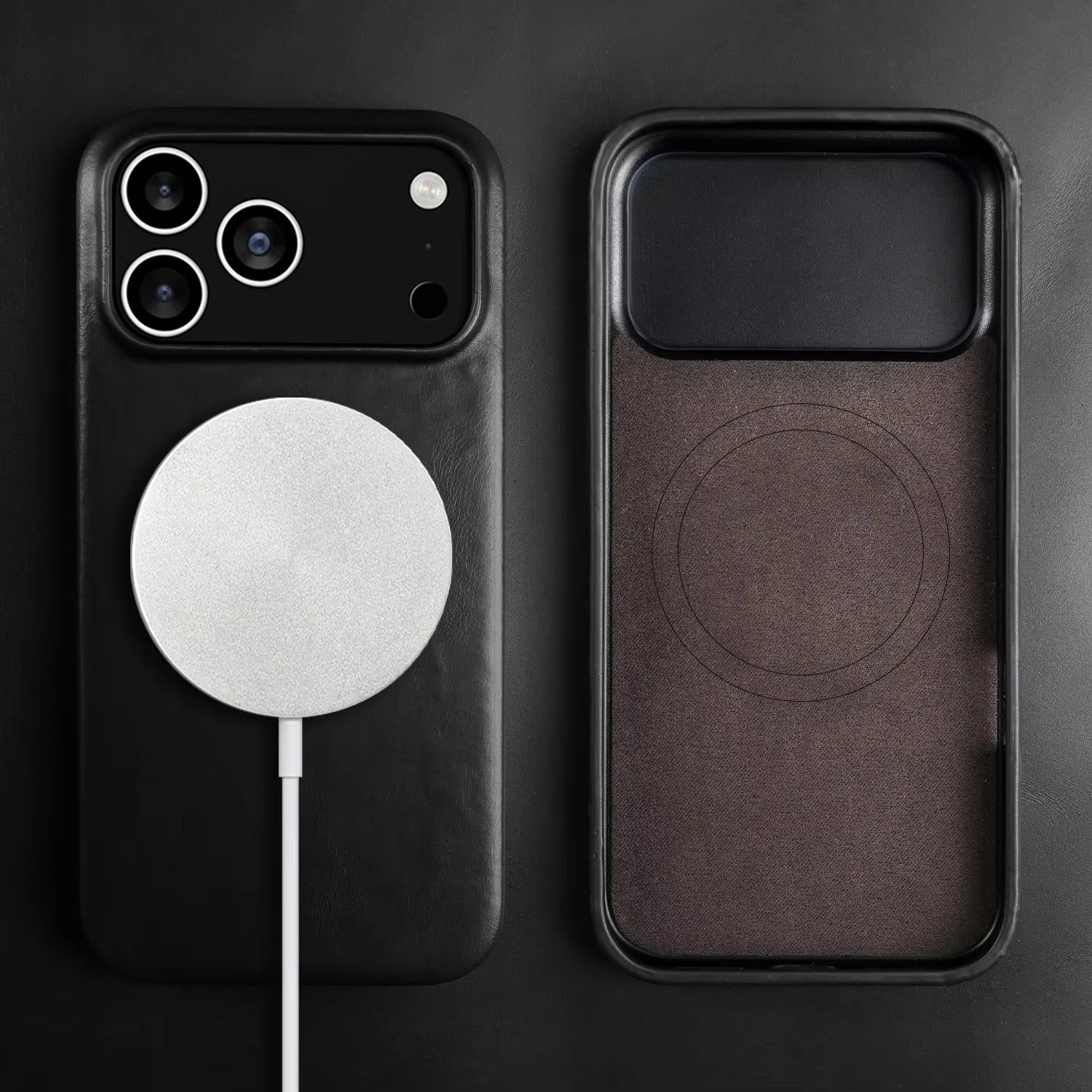 Luxury iPhone Case — MagSafe Vintage Oil-Wax Genuine Leather Cover with Full-Covered Shockproof Protection, Dustproof Anti-Slip Design