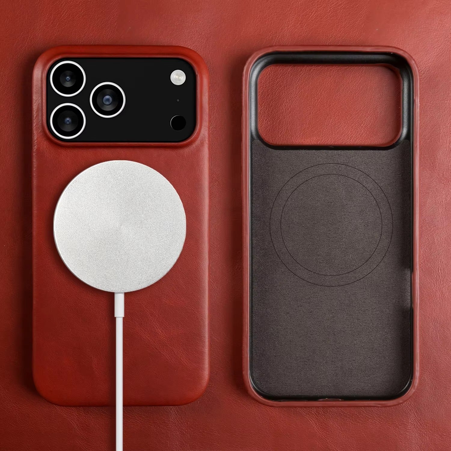 Luxury iPhone Case — MagSafe Vintage Oil-Wax Genuine Leather Cover with Full-Covered Shockproof Protection, Dustproof Anti-Slip Design