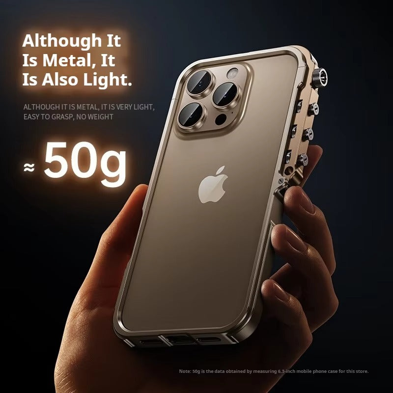Luxury iPhone Case — Magnetic Aluminum Alloy Armored Frame Cover with Shockproof Drop Protection, Glitter Non-Slip Design and Heat-Resistant Build
