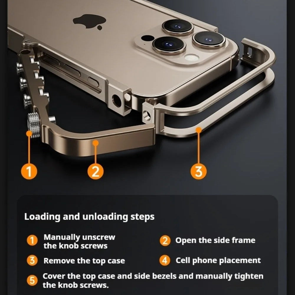 Luxury iPhone Case — Magnetic Aluminum Alloy Armored Frame Cover with Shockproof Drop Protection, Glitter Non-Slip Design and Heat-Resistant Build