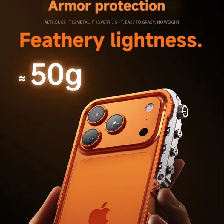 Luxury iPhone Case — Magnetic Aluminum Alloy Armored Frame Cover with Shockproof Drop Protection, Glitter Non-Slip Design and Heat-Resistant Build