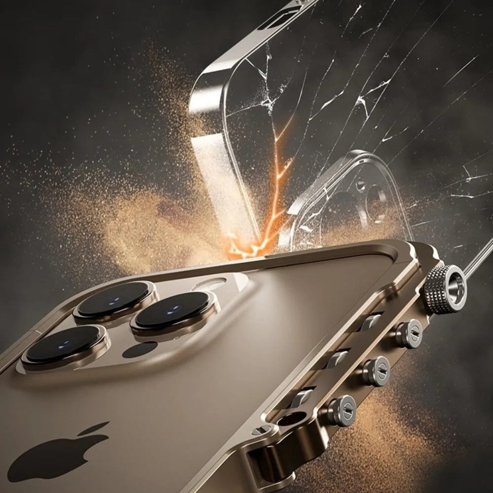 Luxury iPhone Case — Magnetic Aluminum Alloy Armored Frame Cover with Shockproof Drop Protection, Glitter Non-Slip Design and Heat-Resistant Build
