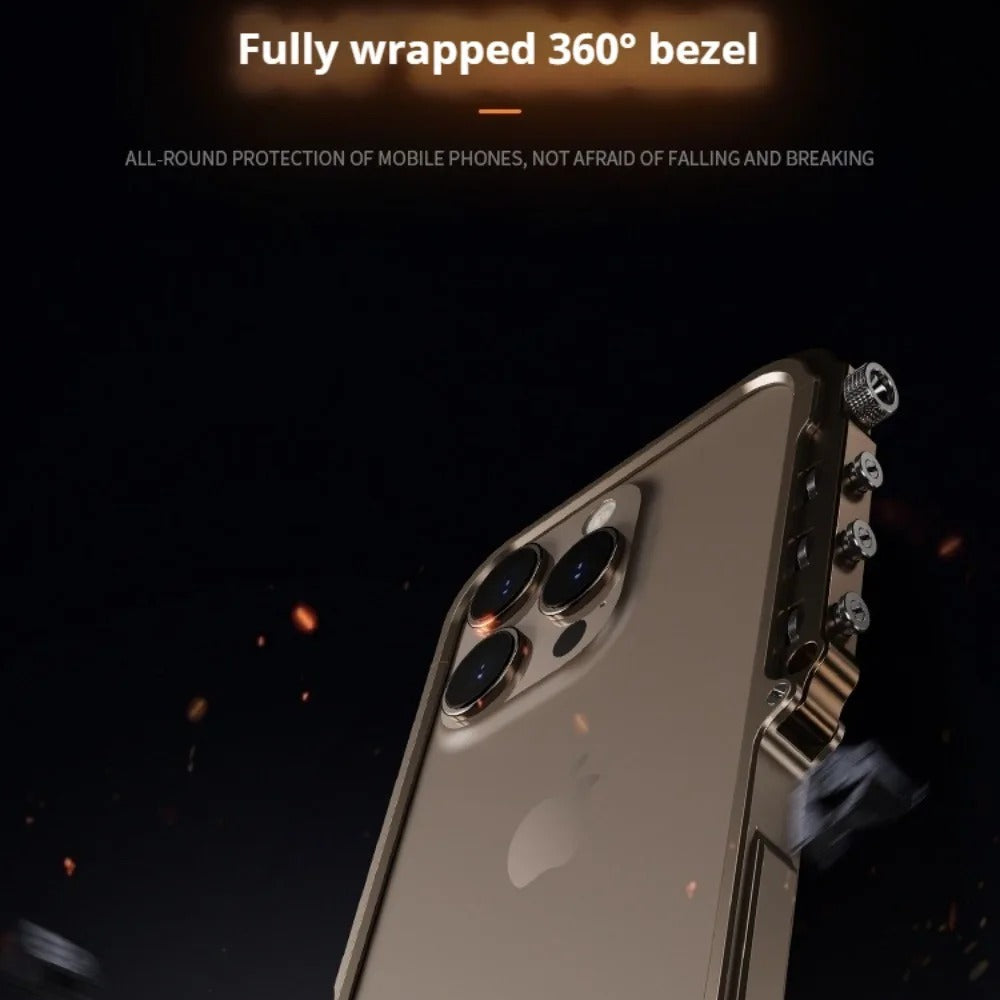 Luxury iPhone Case — Magnetic Aluminum Alloy Armored Frame Cover with Shockproof Drop Protection, Glitter Non-Slip Design and Heat-Resistant Build