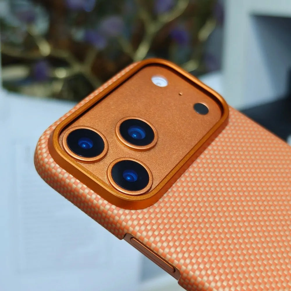 Luxury iPhone Case — Magnetic Carbon Aramid Fiber Cover with Kevlar Build, Shockproof Protective Design and Full-Body Mobile Protection