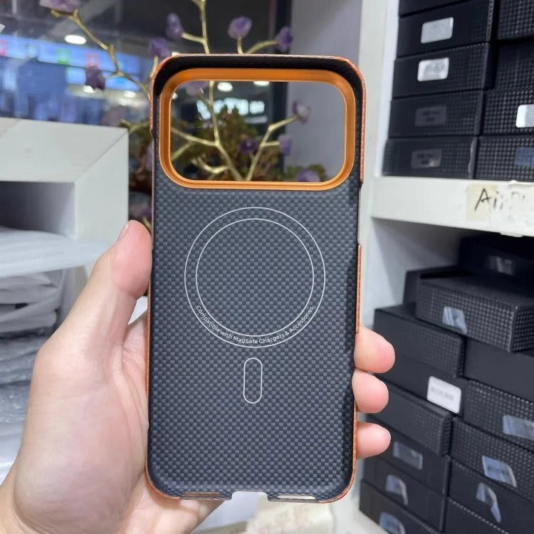 Luxury iPhone Case — Magnetic Carbon Aramid Fiber Cover with Kevlar Build, Shockproof Protective Design and Full-Body Mobile Protection