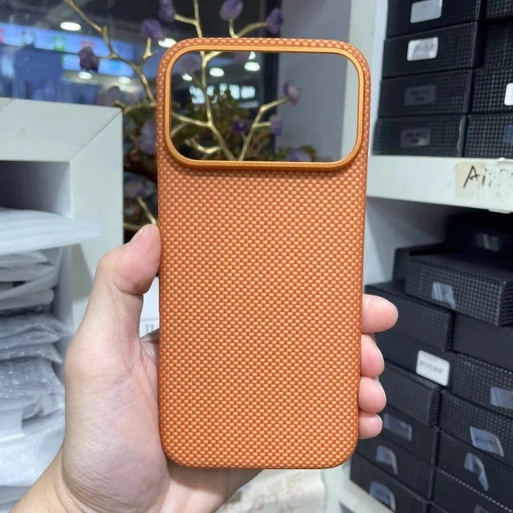 Luxury iPhone Case — Magnetic Carbon Aramid Fiber Cover with Kevlar Build, Shockproof Protective Design and Full-Body Mobile Protection