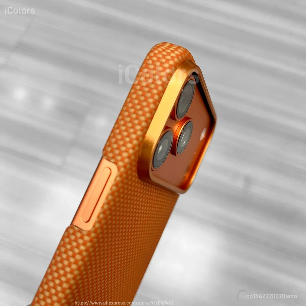 Luxury iPhone Case — Magnetic Carbon Aramid Fiber Cover with Kevlar Build, Shockproof Protective Design and Full-Body Mobile Protection