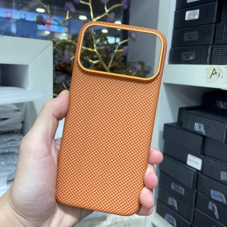 Luxury iPhone Case — Magnetic Carbon Aramid Fiber Cover with Kevlar Build, Shockproof Protective Design and Full-Body Mobile Protection