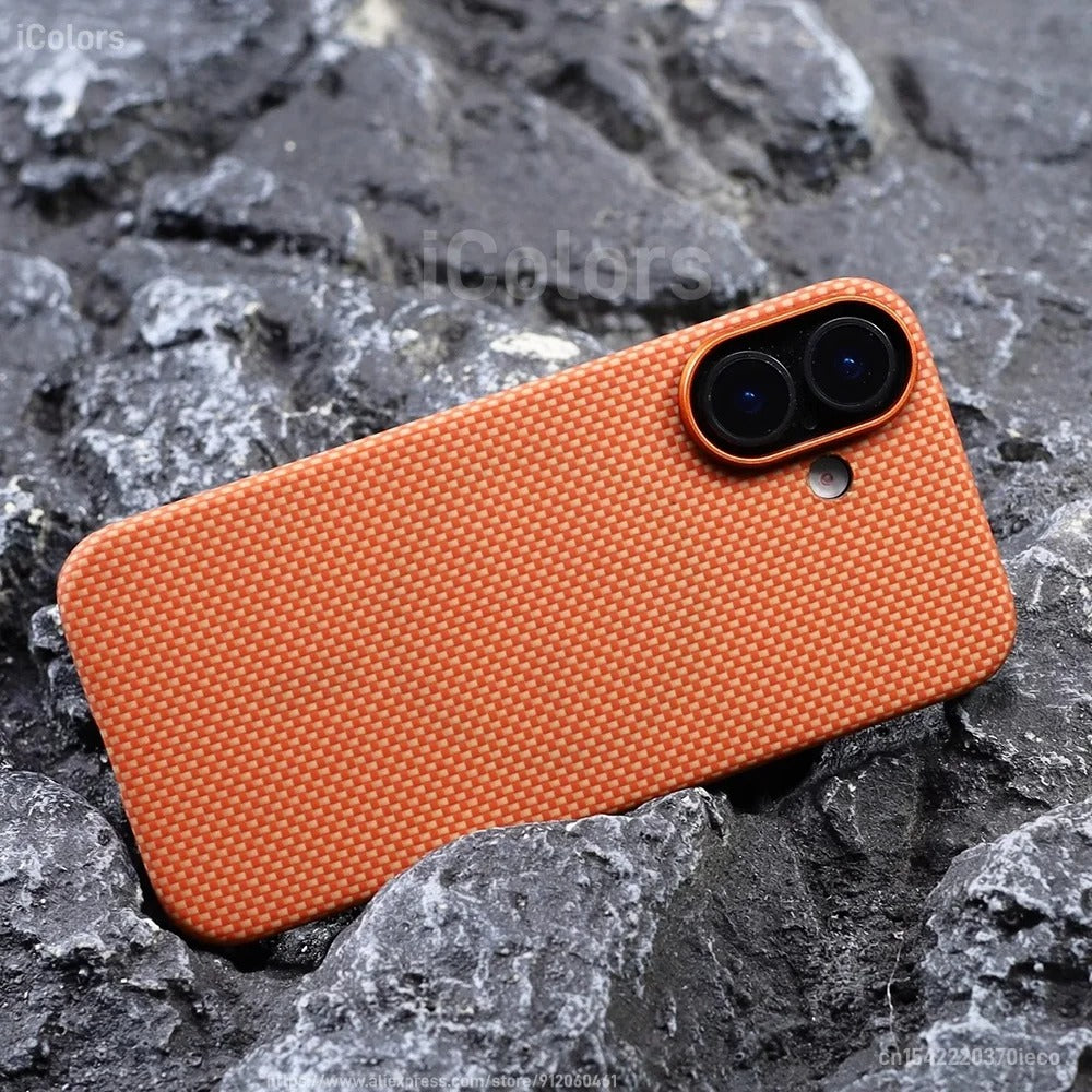 Luxury iPhone Case — Magnetic Carbon Aramid Fiber Cover with Kevlar Build, Shockproof Protective Design and Full-Body Mobile Protection