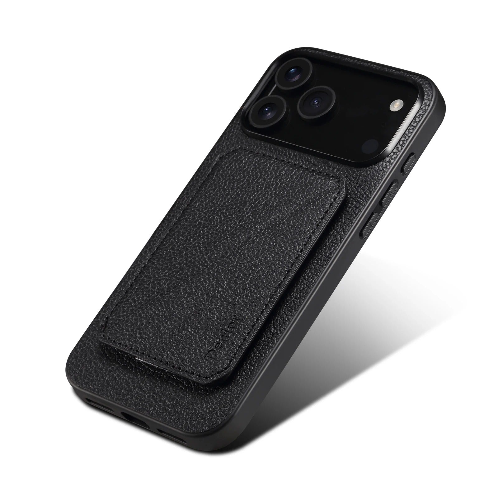 Luxury iPhone Case — Magnetic Detachable Card Slot Wallet with Stand, Full-Coverage PU Leather + PC TPU Shockproof Anti-Fingerprint Plain Design