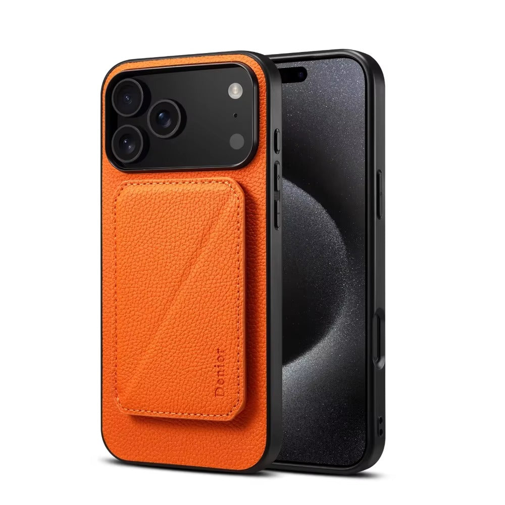 Luxury iPhone Case — Magnetic Detachable Card Slot Wallet with Stand, Full-Coverage PU Leather + PC TPU Shockproof Anti-Fingerprint Plain Design