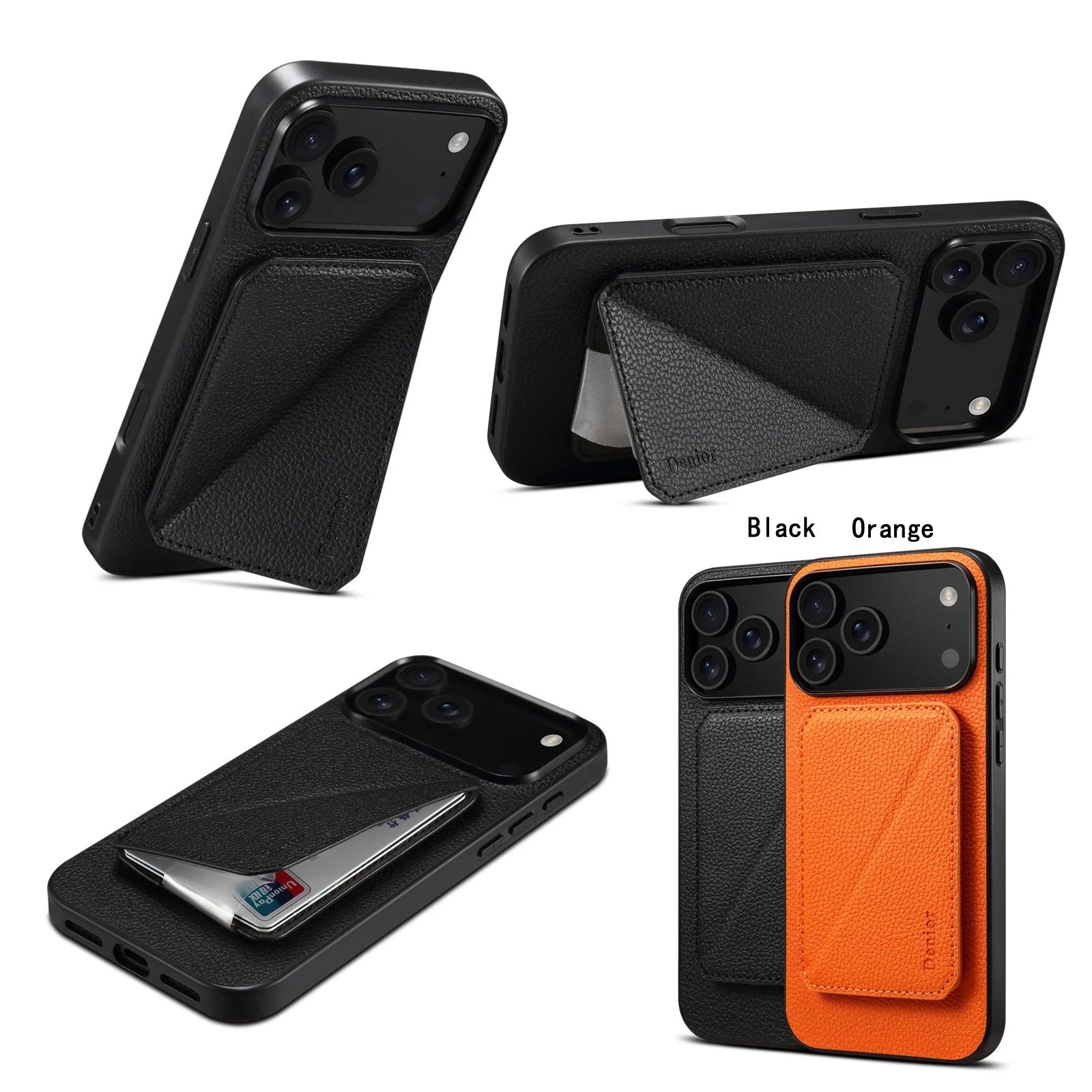 Luxury iPhone Case — Magnetic Detachable Card Slot Wallet with Stand, Full-Coverage PU Leather + PC TPU Shockproof Anti-Fingerprint Plain Design