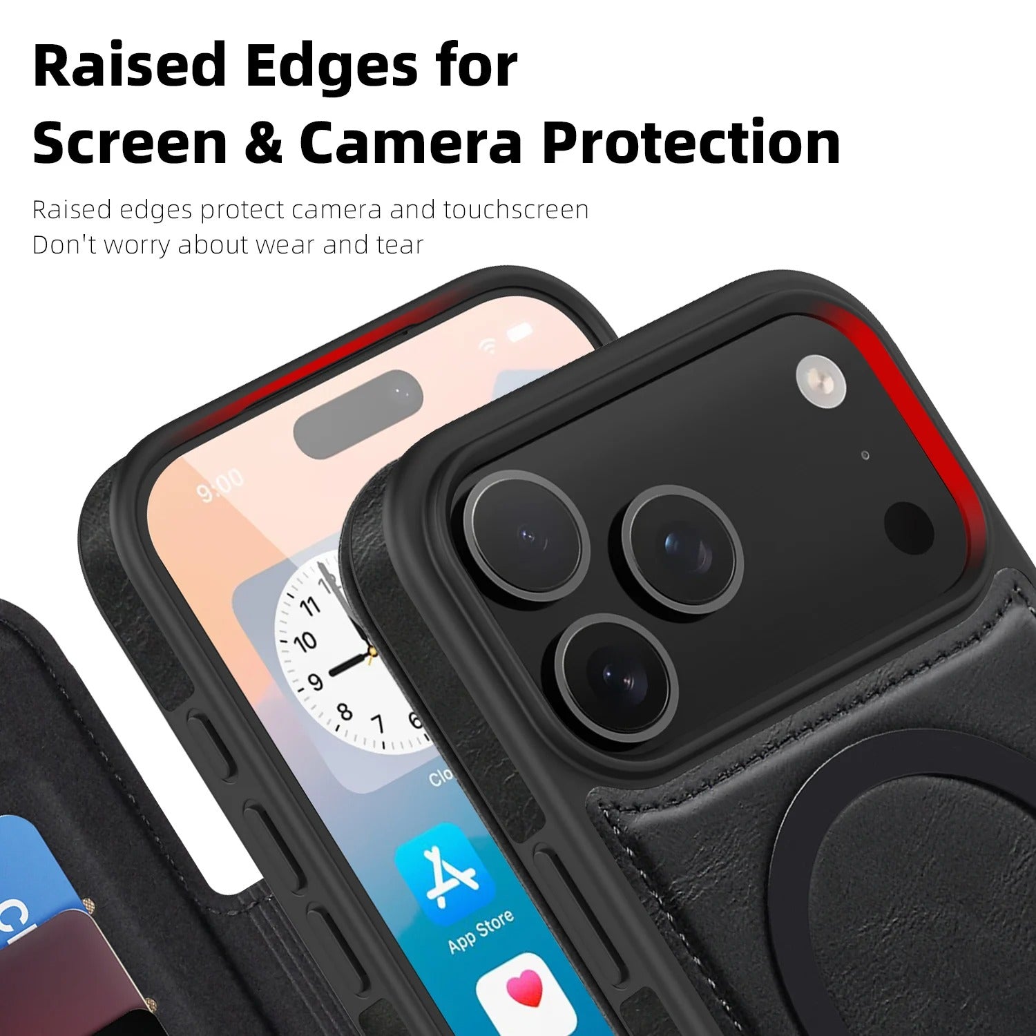 Luxury iPhone Case — Magnetic RFID-Blocking Flip Leather Wallet Cover with Kickstand, Card Storage, Shockproof Dual-Layer Protection and Wireless-Charging Compatibility